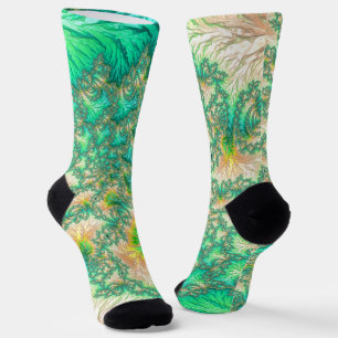 Bohemian Vibrant Trippy Fractal Abstract Spiral  Socks