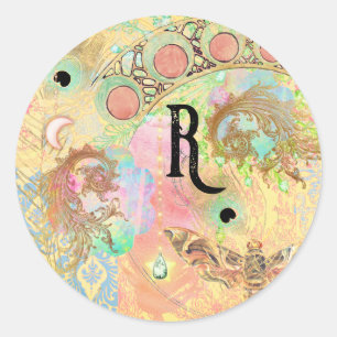Bohemian vintage art unique hippie pastel whimsica classic round sticker