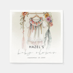 Bohemian Vintage Clothes Script Baby Shower  Napkin