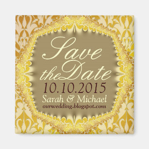 Bohemian Vintage Damask Lace Save the Date Magnet