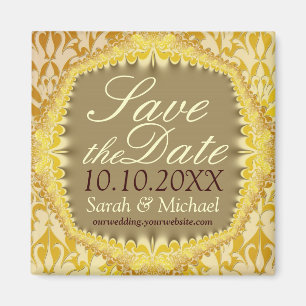 Bohemian Vintage Damask Lace Save the Date Magnet