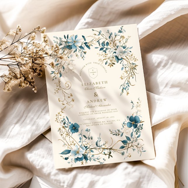 Bohemian Vintage Floral Fern Wedding Invitation (Creator Uploaded)