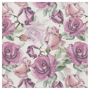 Bohemian vintage green pink roses floral pattern fabric