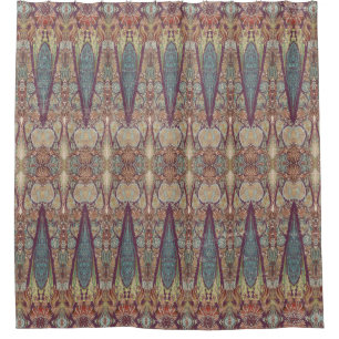 Bohemian Vintage Paisley BOHO Purple Blue Pattern Shower Curtain