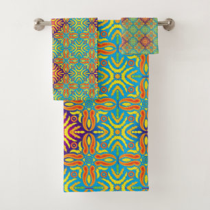Bohemian Vintage Pastel Motif Bath Towel Set