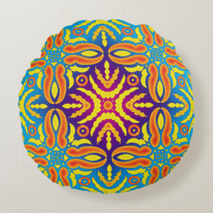 Bohemian Vintage Pastel Motif Round Cushion