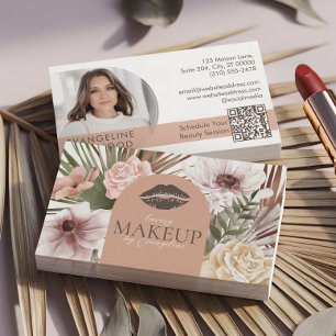 Bohemian Watercolor Boho Floral Beauty Makeup Spa Business Card