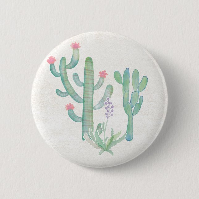 Bohemian Watercolor Cactus 6 Cm Round Badge (Front)