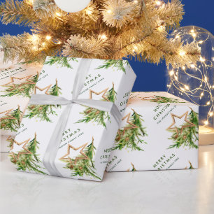 Bohemian Watercolor Christmas Composition Holiday Wrapping Paper