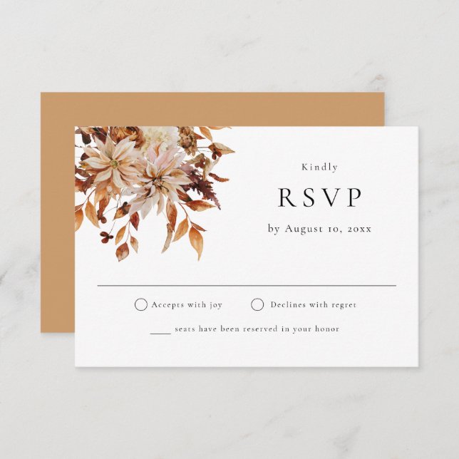 Bohemian Watercolor Fall Floral RSVP Postcard (Front/Back)