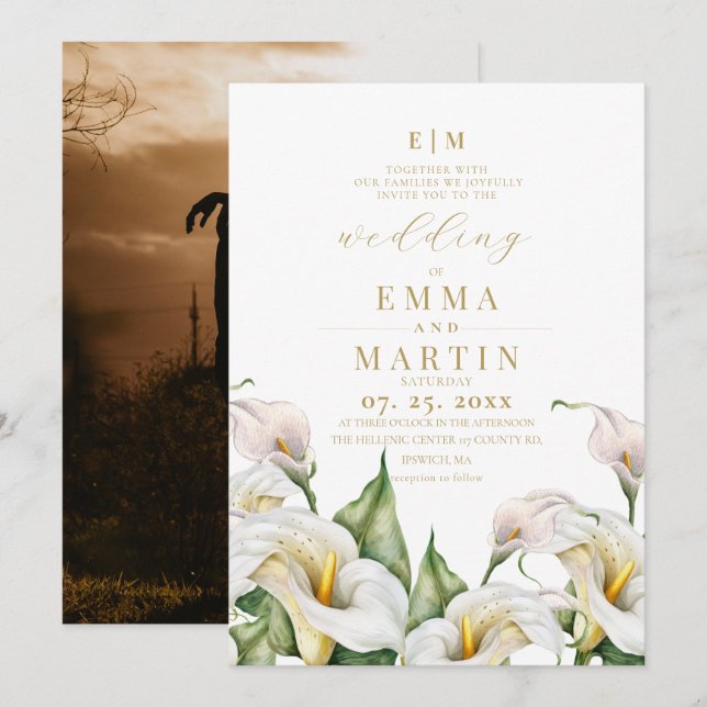Bohemian Watercolor Florals Wedding Invitation (Front/Back)