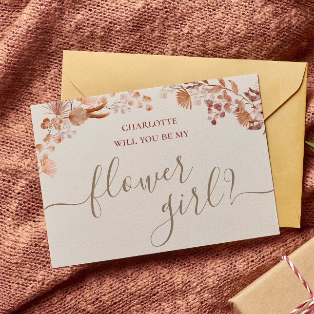 Bohemian Watercolor Flower Girl Proposal Card  (Creator Uploaded)