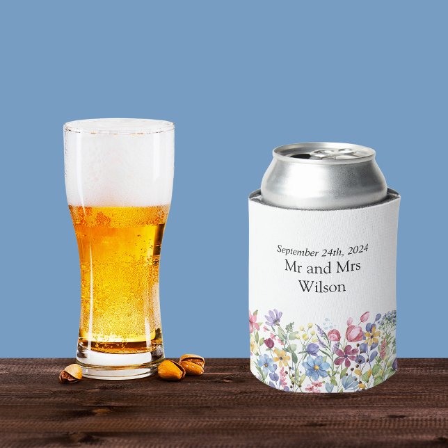Bohemian Watercolor Garden Flowers  Can Cooler (Creator Uploaded)