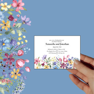 Bohemian Watercolor Garden Flowers PhotoRehearsal  Invitation
