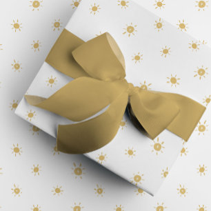 Bohemian Watercolor Suns in Yellow Wrapping Paper