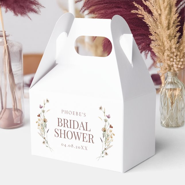 Bohemian Watercolor Wildflower Bridal Shower Gable Favour Box (Creator Uploaded)