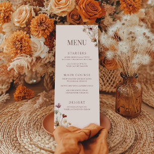Bohemian Watercolor Wildflower Bridal Shower Menu