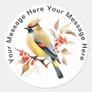Bohemian Waxwing Classic Round Sticker