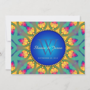 Bohemian Weddin Sunflower Monogram 5x7 Invitation