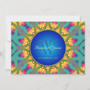 Bohemian Weddin Sunflower Monogram 5x7 Invitation