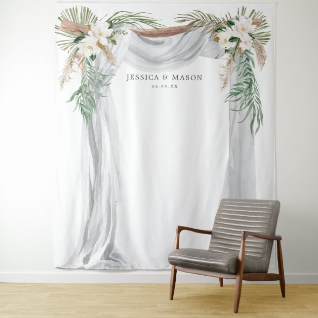 Bohemian Wedding Arch Backdrop Photo Booth Tapestry (In Situ)