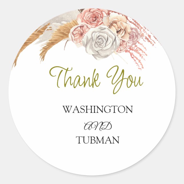 Bohemian  Wedding Favour Classic Round S Sticker (Front)