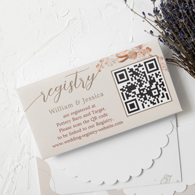 Bohemian Wedding Registry With QR Code Enclosure Card (Creator Uploaded)