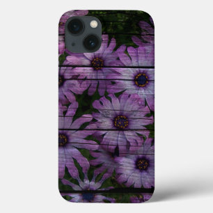 Bohemian Western Country Barn Board purple daisy iPhone 13 Case