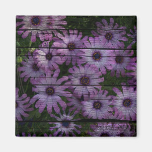 Bohemian Western Country Barn Board purple daisy Magnet