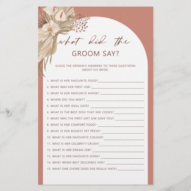 Bohemian what did the groom say bridal shower flye flyer (Front)