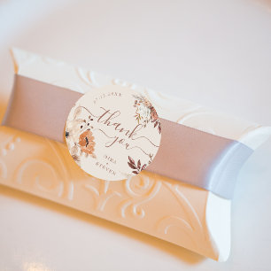Bohemian whimsical fall wedding thank you  classic round sticker