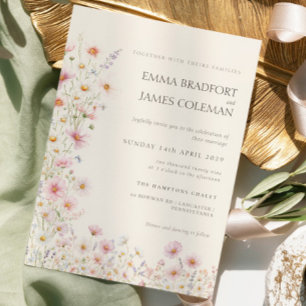 Bohemian Whimsical  Wildflowers  Wedding Invitation