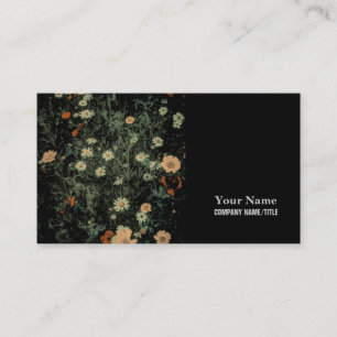 bohemian white daisy wildflower black floral business card