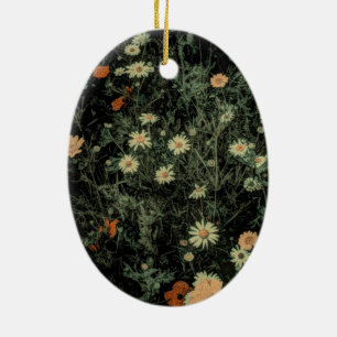 bohemian white daisy wildflower black floral ceramic tree decoration