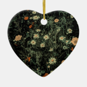 bohemian white daisy wildflower black floral ceramic tree decoration