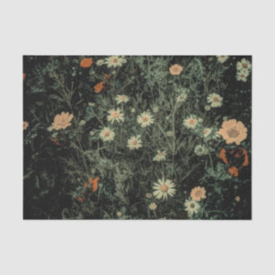 bohemian white daisy wildflower black floral tissue paper