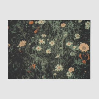 bohemian white daisy wildflower black floral tissue paper