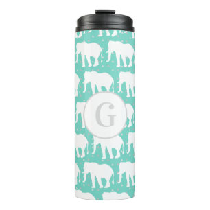 Bohemian White Elephants & Grey Triangles Thermal Tumbler
