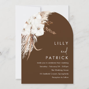 Bohemian White Floral Modern Boho Arch Wedding Invitation