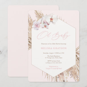 Bohemian Wild Child Pampas Grass Girl Baby Shower Invitation