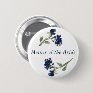 Bohemian Wildflower Blue Floral Wedding Party 6 Cm Round Badge
