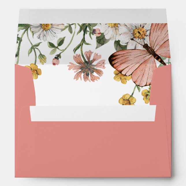Bohemian Wildflower Butterfly Baby Shower Envelope (Back (Bottom))