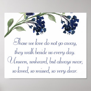 Bohemian Wildflower Classic Blue Memorial Poem Poster