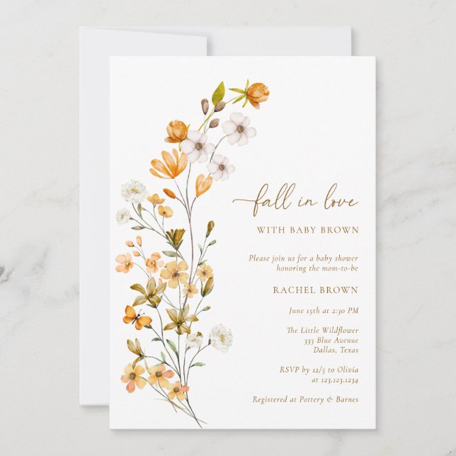 Bohemian Wildflower Fall in love Baby Shower Invitation (Front)