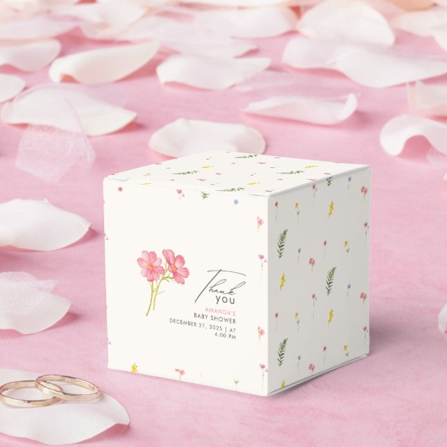 Bohemian Wildflower Floral Baby shower Favour Box (Wedding)