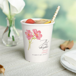 Bohemian Wildflower Floral Baby Shower Paper Cups