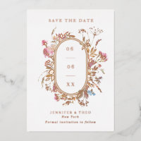Bohemian Wildflower Pill Frame Wedding Photo Save 