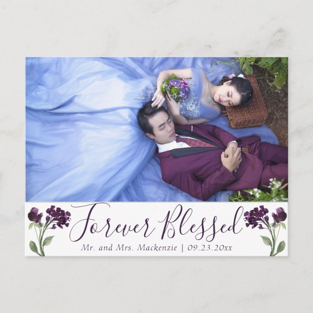 Bohemian Wildflower | Purple Forever Blessed Photo Postcard (Front)