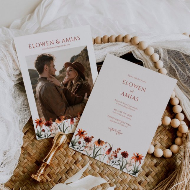 Bohemian Wildflower Wedding Invitation (Creator Uploaded)