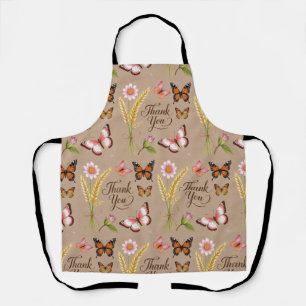 Bohemian Wildflowers, butterflies, wheat stalks Apron